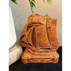Vintage SyrocoWood Sailboat Bookend Single Nautical Ship Decor